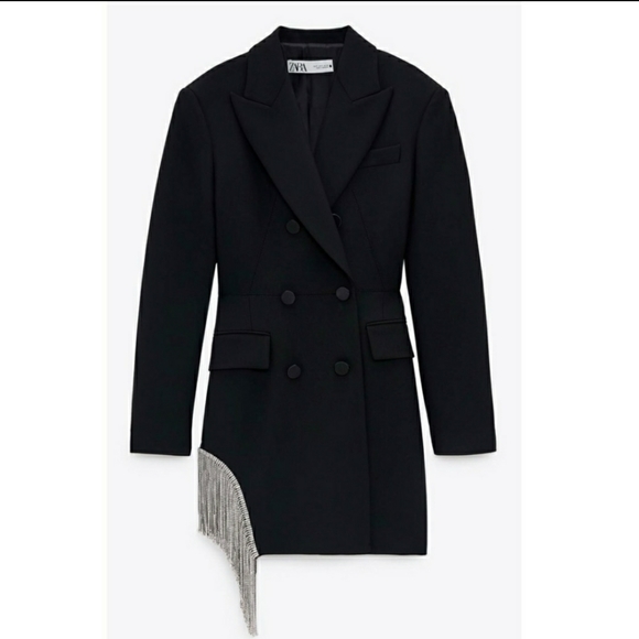 NWOT Zara blazer dress limited edition jewel fringe - Picture 11 of 13